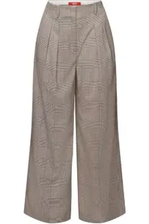 ESPRIT Geruite broek met wijde pijpen