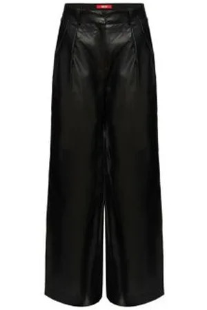 ESPRIT Leren broek met wijde pijpen