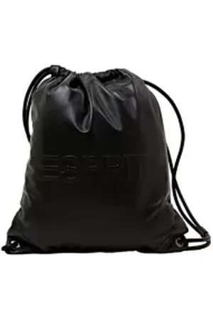 ESPRIT Leren rugzak met logo en tunnelkoord