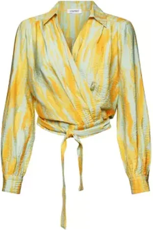 ESPRIT Crinkled wikkelblouse met print