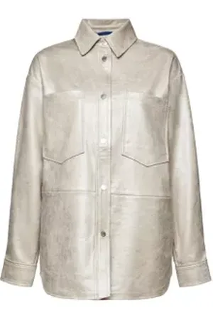 ESPRIT Metallic overshirt met coating