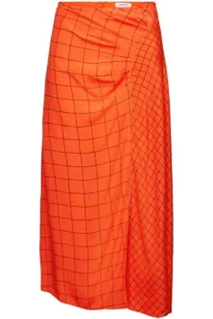 ESPRIT Midirok met plooitjes en rasterprint