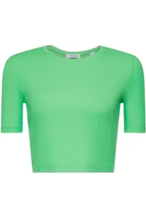 ESPRIT Cropped T-shirt van geribd katoen