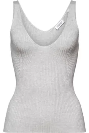 ESPRIT Geribde tanktop met V-hals