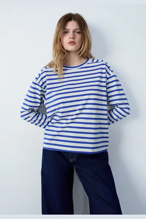 Etam Katoenen longsleeve t-shirt met marinestreep - GRACE TSHIRT - M -
