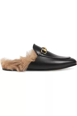 Gucci Princetown leather fur lined mules