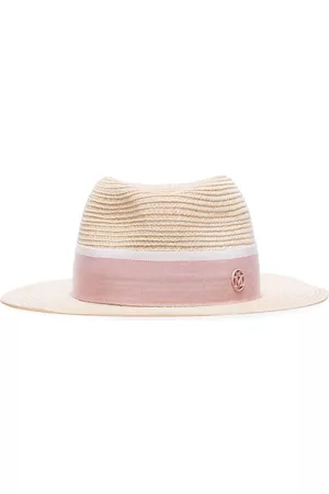 Le Mont St Michel Pink logo embellished straw hat