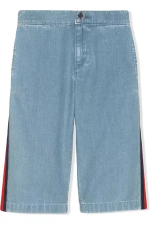Gucci Kids Web detail wide leg jeans