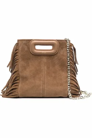 Maje Mini M fringed suede tote bag
