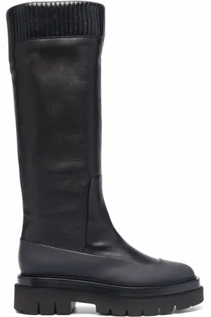 santoni Ribbed leather knee