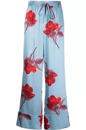 L'Autre Chose Floral-print silk trousers