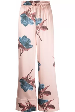 L'Autre Chose Dames Capri's - Floral-print silk trousers
