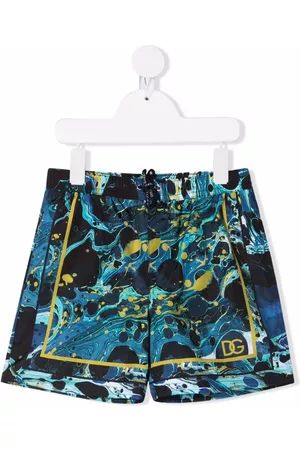 Dolce & Gabbana Kids Jongens Shorts - Abstract-print logo-motif swim trunks