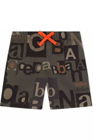 Dolce & Gabbana Kids Jongens Shorts - All-over typeface logo shorts