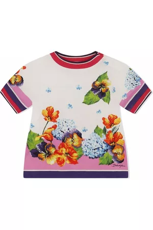 Dolce & Gabbana T-shirts - Floral-print fine knit T-shirt