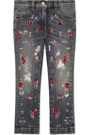 Dolce & Gabbana Kids Crystal-embellished straight leg jeans