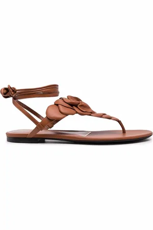 VALENTINO GARAVANI Floral appliqu?? leather sandals