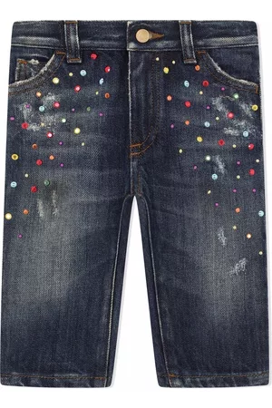 Dolce & Gabbana Kids Cryptal-embellished straight leg jeans