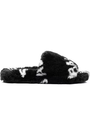 Balenciaga Faux fur logo slippers