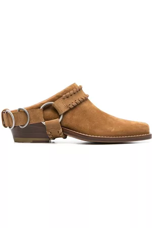 Buttero Square-toe buckle-strap mules