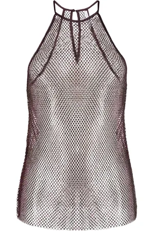 Patrizia Pepe Rhinstone mesh crew