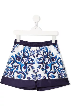 Dolce & Gabbana Meisjes Shorts - Majolica-print high-waisted shorts