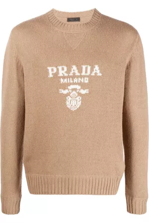Prada Heren Gebreide truien - Intarsia-knit logo wool-blend jumper