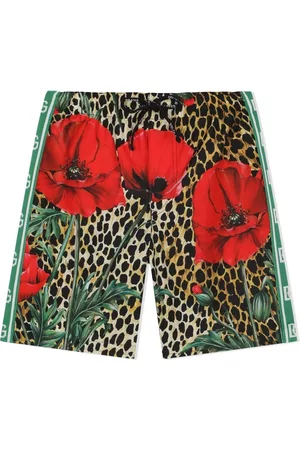 Dolce & Gabbana Ocelot-print logo swim shorts