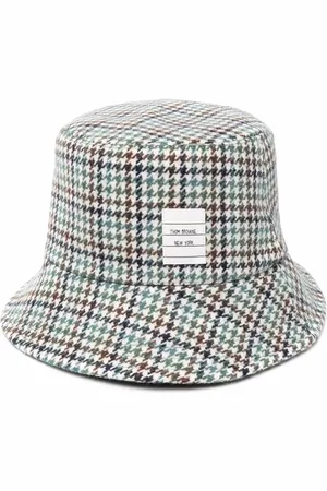 Thom Browne Houndstooth name tag appliqu?? bucket hat