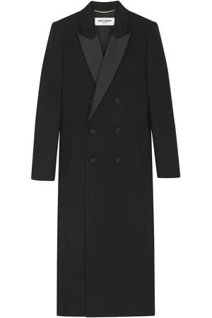 Saint Laurent Dames Lange Donsjassen - Double-breasted wool long coat