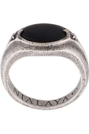 Nialaya Heren Ringen - Engraved stone ring