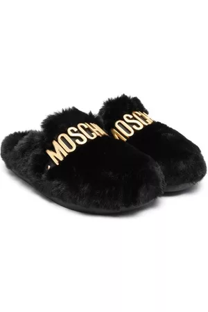 Moschino Faux-fur logo slippers