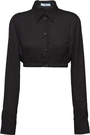 Prada Logo jacquard cropped button