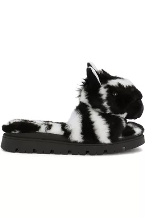 Dolce & Gabbana Faux fur zebra slippers