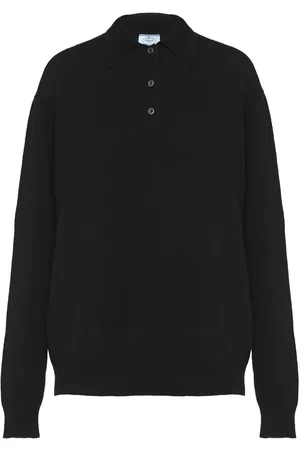 Prada Dames Overhemden - Long-sleeved knitted polo shirt