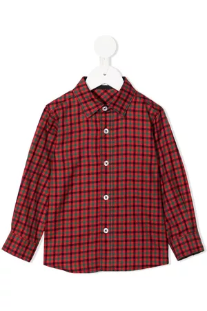 Familiar Jongens Lange Mouwen Overhemden - Gingham-check long-sleeve shirt