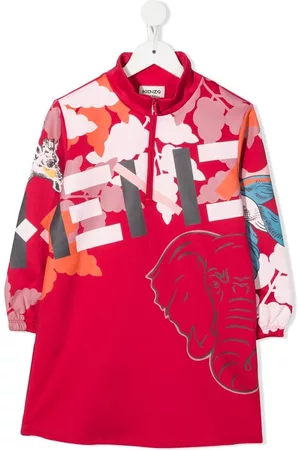 Kenzo Meisjes Casual jurken - Elephant-print half-zip dress