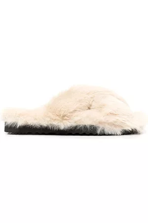 Apparis Faux-fur open toe slippers