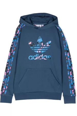 adidas Pullovers - Three-stripe logo pullover hoodie