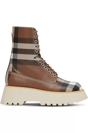 Burberry Vintage-Check leather laced boots