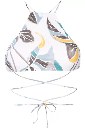 CLUBE BOSSA Leaf-print halter-neck bikini-top