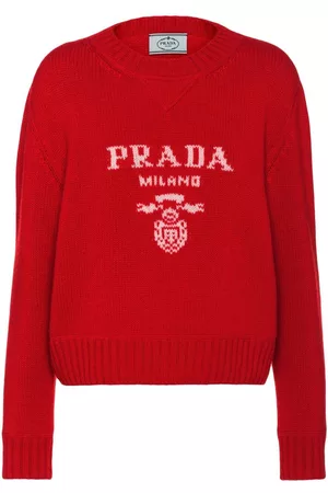 Prada Dames Gebreide truien - Intarsia-knit logo jumper