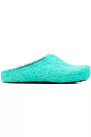 Marni Fur-trimmed sabot slippers