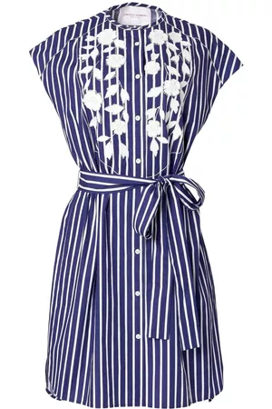 Carolina Herrera Floral-embroidered striped minidress