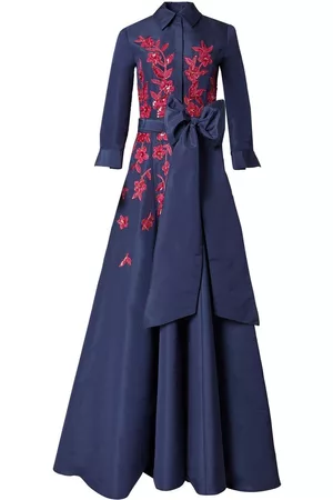 Carolina Herrera Floral-appliqué silk dress