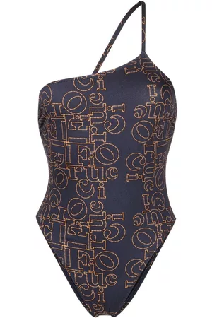Fiorucci Dames Badpakken - Logo-print one-shoulder swimsuit