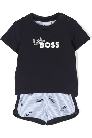 BOSS Kidswear Shorts - Logo-print striped shorts set