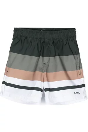 HUGO BOSS Shorts - Stripe-pattern logo-print swim shorts