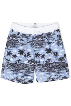HUGO BOSS Shorts - Palm-print swim shorts