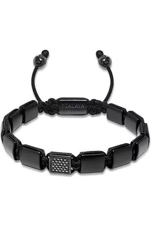 Nialaya Engraved-charm beaded bracelet